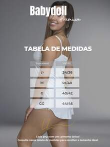 Pijama Baby Doll Malha Fria Tecido Fresquinho Roupa De Dormir Short Molinho Confortavel Langerie Sensual Renda - Branco - Visão 5