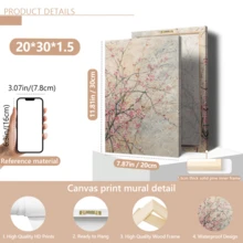 1幅现代樱花帆布艺术海报，抽象花卉风景画，当代魅力风格，春/冬主题，带框或不带框，房间装饰，家居装饰，理想的乔迁礼物，大学宿舍公寓装饰，酒店，家庭，客厅，卧室，浴室和办公室墙面装饰礼品 - A - 查看 13