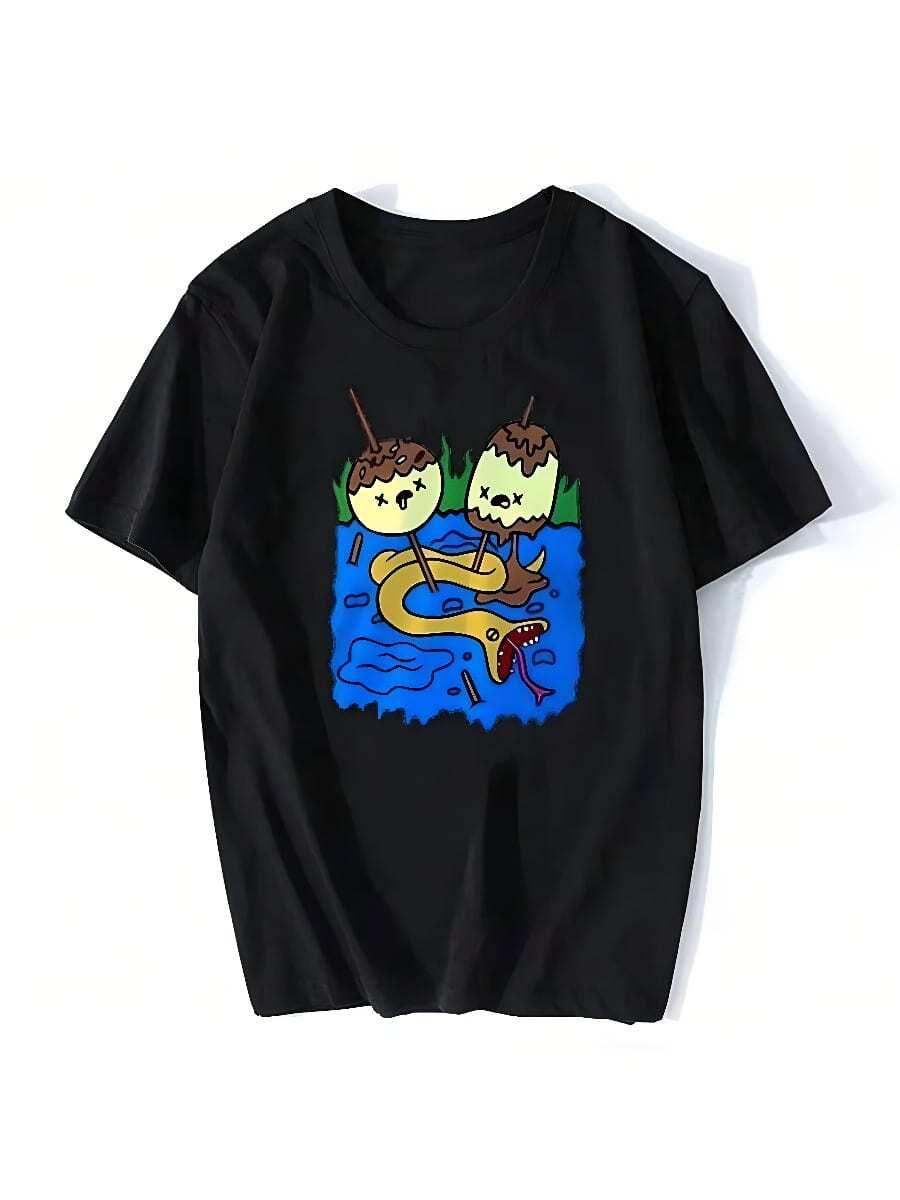 Cool Summer Summer Men's Men's Clothing Rock Chewing Princess Casual Cotton T-Shirt Adventures Times T-Shirt Funny Marceline Gift Fashion - màu đen - Xem 1