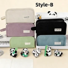 Estuche de lápices con cremallera de gran capacidad, adecuado para adolescentes, estudiantes, bolsa de maquillaje, caja de lápices de escritorio de tela - Multicolor - Ver 6