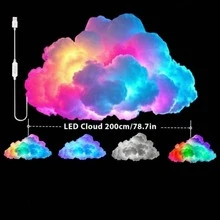 DIY Cloud Lamp, Colorful Lightning Cloud Lamp With Dynamic Lighting Effects, Ideal For Bedrooms, Game Rooms, Parties, Hotels, And Cafes As Dreamy Themed Holiday Decor. Dynamic Color-Changing Ambient Lighting, LED Strip Light, Bedside Night Light, USB-Powered Wall/Ceiling Lamp, The Ultimate Novelty Lighting Fixture For Creating Magical Scenes. - Cloud Lamp - View 11
