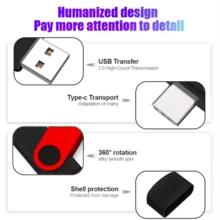 BIYETIMI OTG闪存盘 32GB 64GB 高速 USB2.0 适用于电脑手机 USB 金属迷你U盘 32GB USB闪存盘 64GB - 紅色 - 查看 3