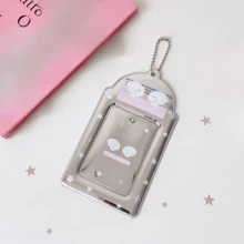 1pc Silver Cartoon Animal 3-Inch Hanging Card Holder, Student ID/Card Protector Case - Silver Card Sleeve - View 7
