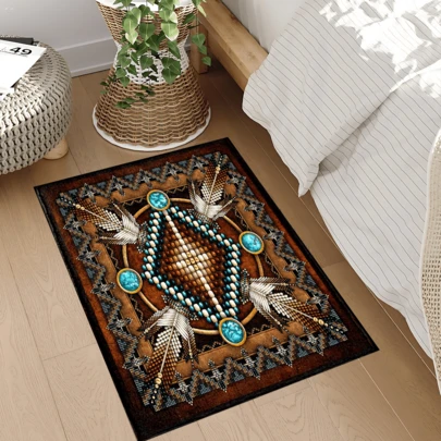 1 szt. dywanik z nadrukiem w stylu vintage, mata z imitacji wełny – bardzo chłonna, łatwa do czyszczenia, odpowiednia do wystroju wnętrz, do domu, na farmę, do przedpokoju, do wnętrz, do pokoju, kuchni, jadalni, małego biura/biura domowego, do zlewu, pralni, wycieraczki, maty kuchennej, maty antypoślizgowej