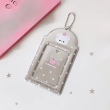 1pc Silver Cartoon Animal 3-Inch Hanging Card Holder, Student ID/Card Protector Case - Silver Card Sleeve - View 11