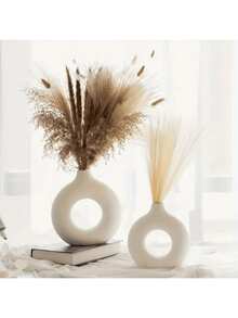 1 pièce Vase en forme de donut fait main, style bohème minimaliste moderne, décoration florale, convient pour le salon, la chambre, le bureau, la table de mariage, la fête, la décoration de la maison, le vase, la décoration de table, cadeau d'anniversaire et de remise des diplômes, vase en plastique - Blanc 1 pièce - Voir 9