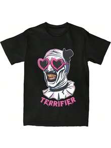Cool Summer Terrifier Art Clown Heart Glasses T-Shirt Fashion T-Shirt Short Sleeve Round Neck T-Shirt Gift Idea Clothing Men's Clothing - 黑色 - 查看 1