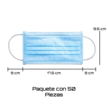 Paquete con 50 Piezas de Cubrebocas Triple Capa Termosellados Color Azul - 1 Pieza - Ver 2