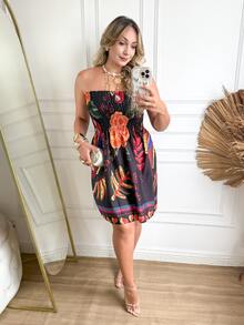 Casual Elegant Party Fabric None Short Dress Beach Vacation - 黑色 2 - 查看 1