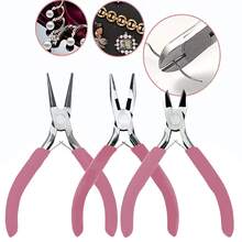 3pcs/1pc Precision Jewelry Pliers Set - Diagonal Pliers + Round Nose Pliers + Pointed Nose Pliers, Multi-Function Precision Pliers (With Wire Stripping Function, Handmade Jewelry Making, Beading And Flat Wire Processing Tools), Suitable For DIY Crafting And Repair - Pink - View 9