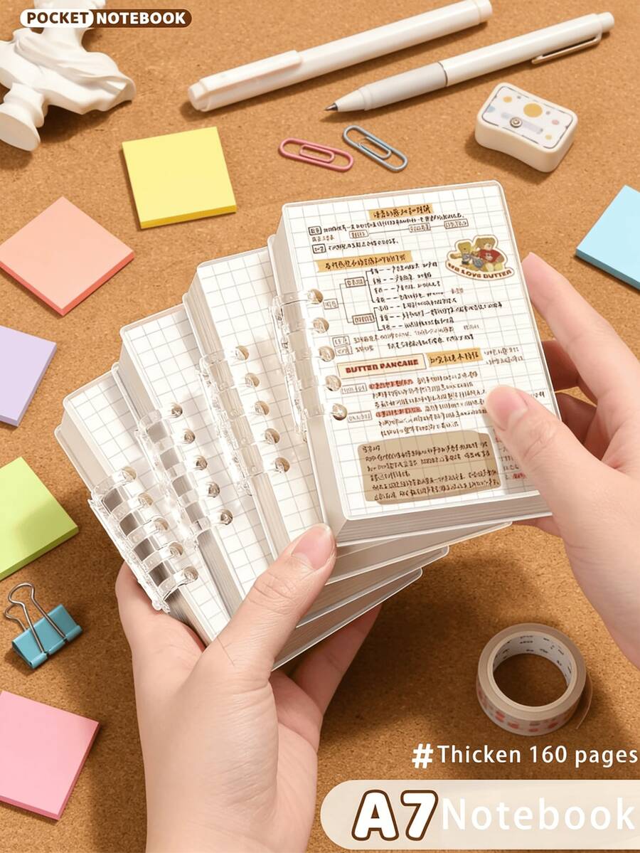 An Easy-To-Use Transparent Binder With 80 Removable Pages, Designed As A Mini Notebook With Lined Grids, Perfect For School And College Notes, Or For Returning To School. - Multicolor - View 1
