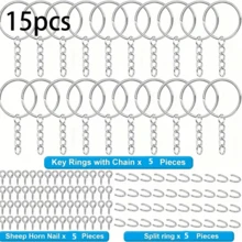 15/30/60pcs DIY Keychain Accessories Set, Includes 25mm Split Rings And Chains, Suitable For Handmade Keychain Crafts - Keychain - View 9