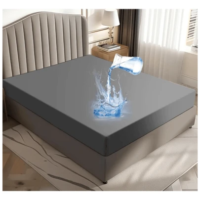 Protector Cubre Colchón Impermeable Decoración Matrimonial Color Negro - 190cm x 135cm