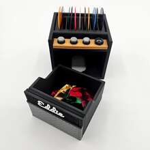 Customizable 3D Printed Guitar Amp Pick Holder With Drawer , Holds 11 Picks On Top + Extra Storage - Great Fathers Day Gift!,Guitar Pick Holder,Pick Organizer,Guitar Amp Decor,Musician Gift Idea,Personal Guitar Gift,Guitarist Gift,Music Lover Gift,Rock And Roll Gift,Band Gift Idea,Functional Decor,Guitar Pick Case,Guitar Pick,Fathers Day - Multicolor - View 6