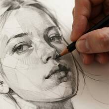 专业绘画素描笔套装，适用于艺术家和学生，绒面革笔套，复古设计，便携式全套艺术工具，含木质石墨铅笔，是返校季、生日、艺术爱好者的理想礼物。 - 套裝 - 查看 5