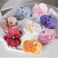 8pcs Ladies' Hair Clips With Orchid Petals, Suitable For Daily Wear, Beach Vacations, Photo Shoots Vacation Style, Elegant And High-Class, Suitable For Daily Use, Claw Clips, Hair Claws, Hair Slide, Hair Barrettes, Hair Accessories - 彩色 - 查看 3