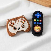 Set de 2 piezas de juguete de dentición en forma de control de juego de dibujos animados y león para bebés de 3 meses en adelante, de silicona suave - Multicolor - Ver 9