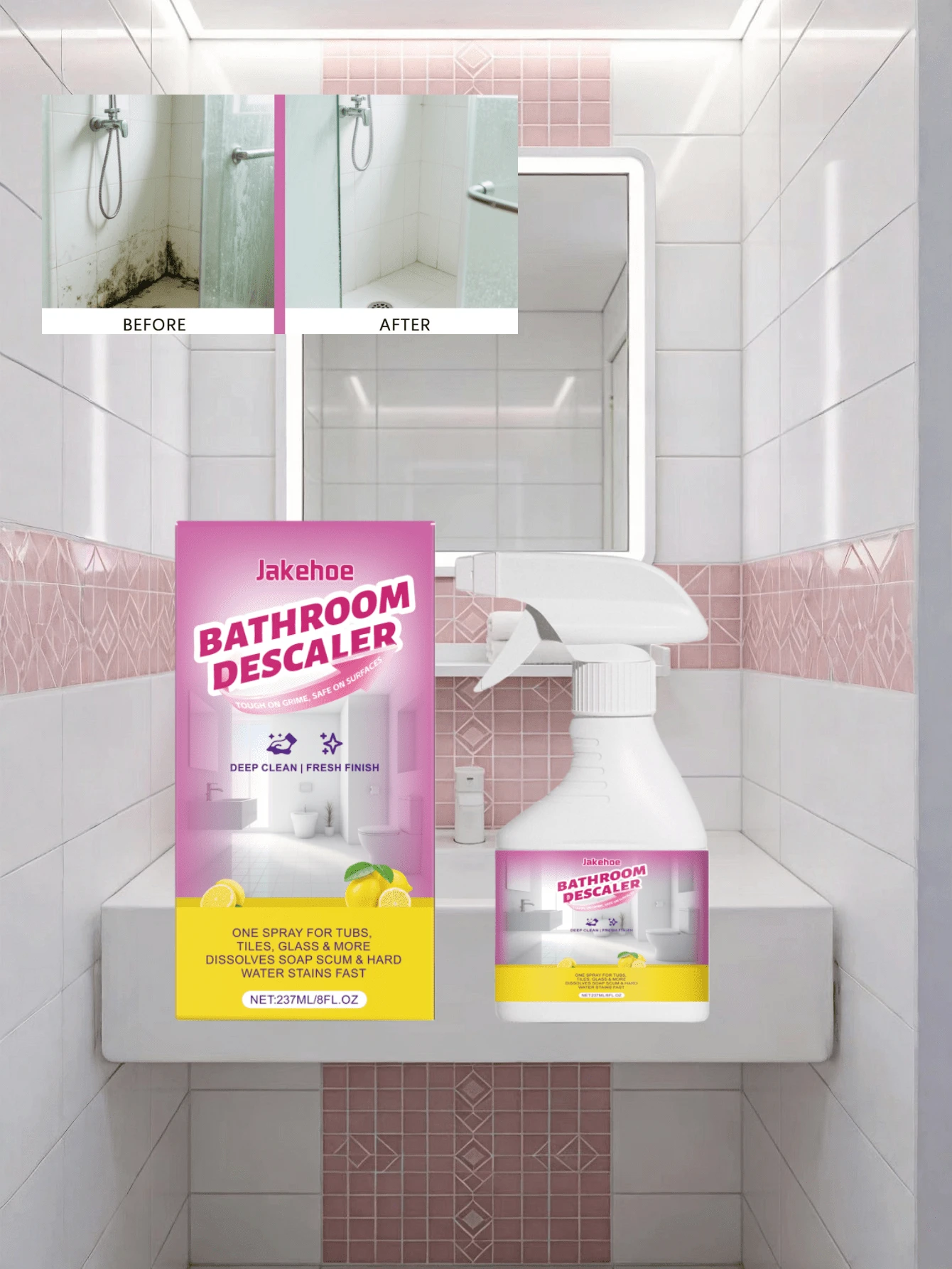 jakehoe Bathroom Descaling & Cleaning Spray, Removes Water Stains, Dirt, Limescale, Bathroom Cleaner - Liquid - View 1