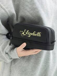 Customizable Stationery Pouch, Minimalist Solid Color Pencil Case, Fashion Stationery Storage Bag, Can Customize Your Name, School Supplies, Unique, Personalized, Suitable For Daily Life, Back To School And Business Use, Suitable As A Gift For Girlfriend, Boyfriend, Family, Friends, Classmates, Teachers For Valentine's Day, Birthday, Back To School, Teacher's Day, New Year, Ramadan, Etc. - Multicolor - View 6