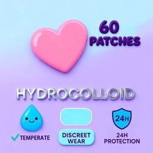 Pimple Patches For Acne, 60 Count – Hydrocolloid Acne Patches In Portable Mirror Box, Easy To Carry & Invisible Blemish Spot Patches For Face (Pink) - Màu Hồng baby - Xem 5