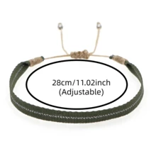 1pc Fashionable Minimalist Bohemian Geometric Retro Pattern Woven Bracelet, Adjustable Woven Bracelet, Stackable Woven Bracelet, Elegant Women's Bracelet, Suitable For Daily Wear, Gift For Family, Friends, Couple, Birthday, Bohemian Fashion Jewelry - Multicolor - View 3