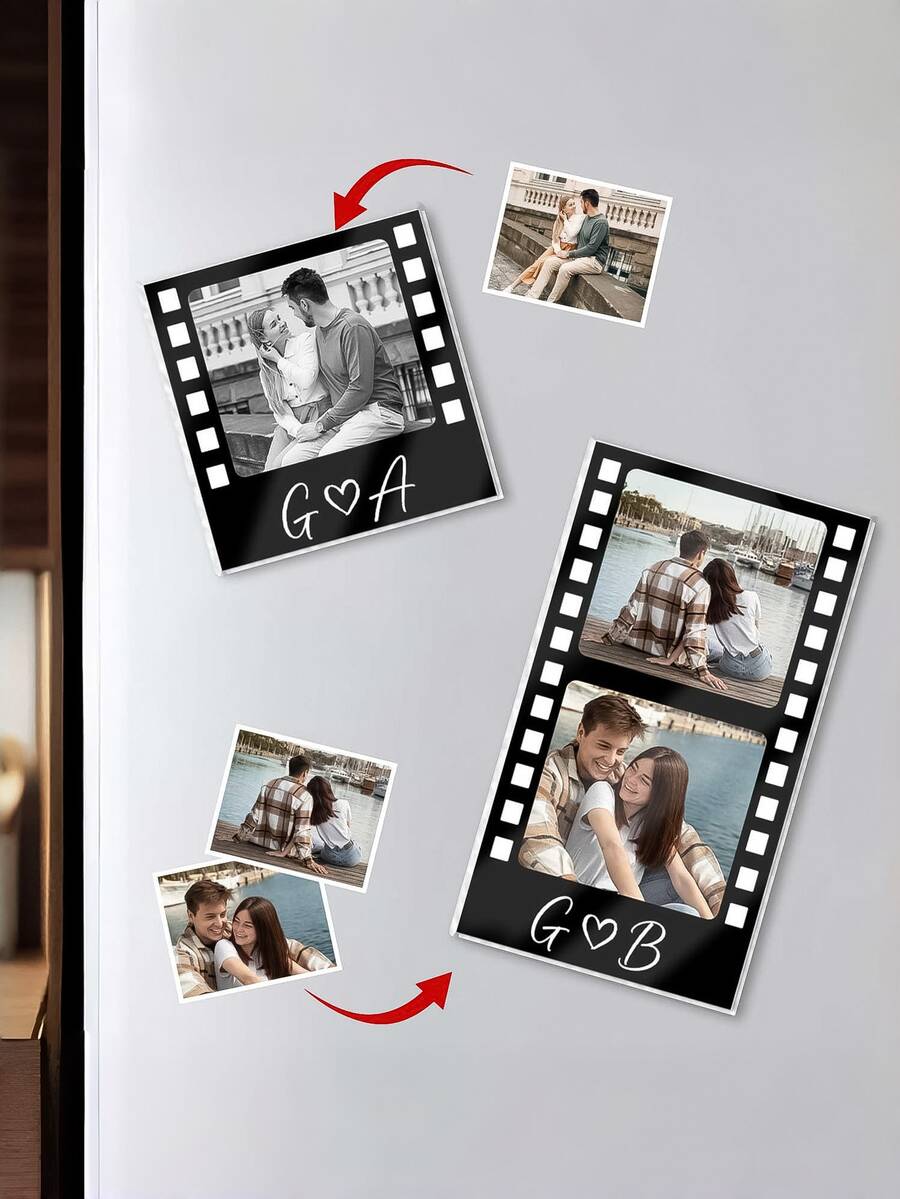 1pc Personalized Photo Strip Acrylic Fridge Magnet: Acrylic Fridge Magnet, Romantic Couple Gift, Customize Your Story From Our Photos - Personalized Photo Magnet, Acrylic Fridge Magnet, Family, Couple, Valentine's Day, Mother's Day Gift