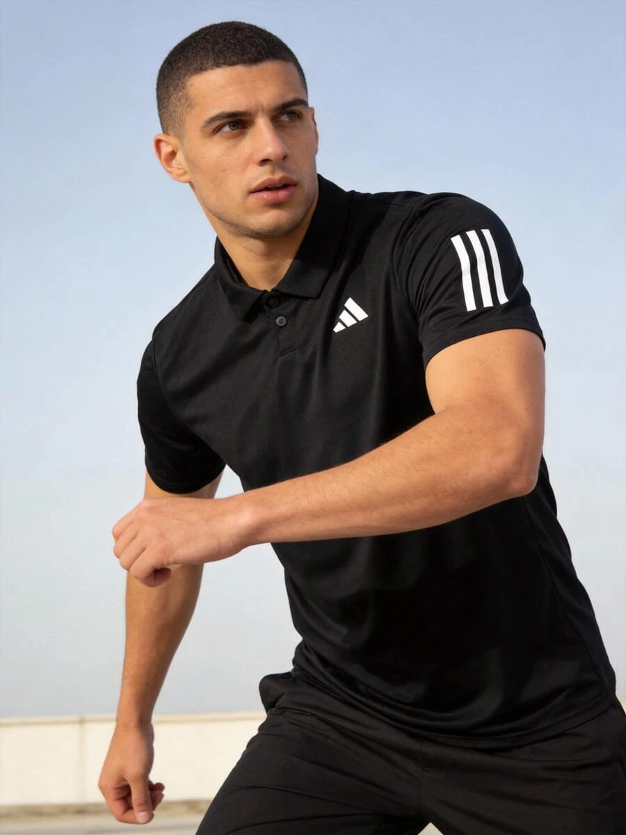 Adidas Men's Relaxed Fit POLO Shirt, CLUB 3STR POLO, Casual Sports Short Sleeve - Black - View 1