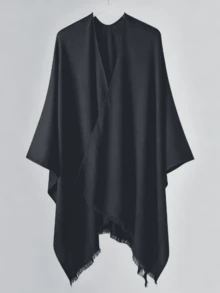 Men's Minimalist Solid Color Casual Lightweight Poncho Shawl, Suitable For Outdoor And Daily Use, Spring/Autumn - Multicolor - View 7