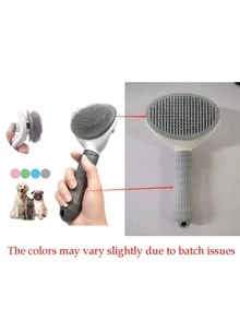 1pc Pet Grooming Brush, Cat Brush, Flea Comb, Self-Cleaning Brush, Pet Trimming Brush, Pet Massage Brush, Deshedding Tool, Dematting Brush, Self-Cleaning Deshedding Brush, Pet Cleaning Tool, Hair Collection Brush, Dog Brush, Cat Brush, Pet Deshedding Brush, Pet Supplies - Multicolor - View 9