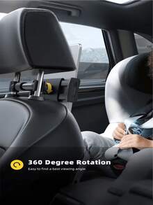 360° Rotating Car Rear Seat Tablet Holder | Adjustable Armrest, Headrest Mount, Fits 14.48-35.56 Cm Devices, Sturdy ABS Material, Red And Black Design - A - View 6