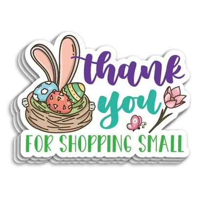 60张/30张复活节主题商务包装贴纸，“感谢惠顾”小贴纸，适用于信封、快递盒、产品包装