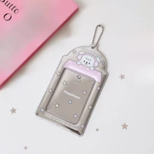 1pc Silver Cartoon Animal 3-Inch Hanging Card Holder, Student ID/Card Protector Case - Silver Card Sleeve - View 12