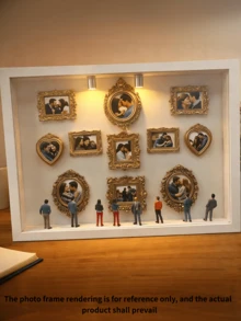 4个复洛克风格迷你镂空相框，树脂雕刻相框，适用于DIY娃娃屋墙面装饰，可用作娃娃展示配件、送给家人朋友的惊喜礼物、珠宝店装饰、摄影道具、桌面摆件。 - 多款 - 查看 11