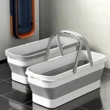 1 Piece Household Folding Mop Bucket, Rectangular Water Storage Mop Basin With Wheels, Large Capacity Water Bucket - Rectangle - View 3