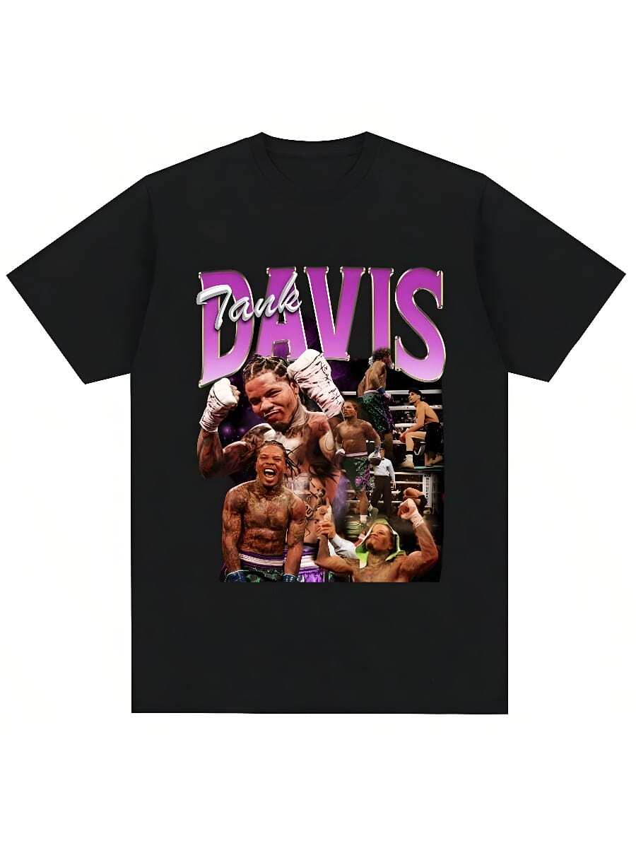 COOL SUMMER Tank Gervonta Davis Retro Tshirt Harajuku Fashion Sport Boxing Champion Short Sleeve Cotton Loose T-Shirts Streetwear Fans Gifts - màu đen - Xem 1