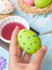 12个白色复活节彩蛋，可涂色，复活节彩蛋绘画套装，复活节彩蛋，逼真彩蛋，复活节派对装饰，寻蛋游戏，复活节主题派对用品，复活节DIY装饰，篮子填充物，春季派对礼物，家居中心装饰品 - 彩色 - 查看 2