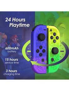 Switch Joy-Con Controller Left & LED Right Wireless Pair Gamepad Joypad - Tím Cam - Xem 9