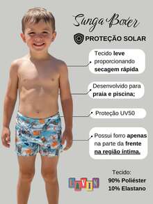 Sunga infantil Menino Proteção Uv Secagem rápida Tamanhos 4 ao 16 Lavin Basic - Foca - Visão 3
