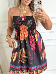 Casual Elegant Party Fabric None Short Dress Beach Vacation - 黑色 2 - 查看 3