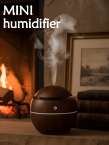 1pc Faux Wood Grain Mushroom Humidifier [Plug-In], 200ML/ABS Material Home Bedroom Bathroom Air Humidifier, Low Noise Indoor Mist Sprayer - Multicolor - View 10