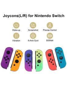 Switch Joy-Con Controller Left & LED Right Wireless Pair Gamepad Joypad - Tím Cam - Xem 8