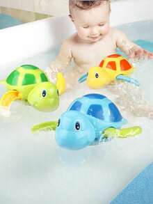 3pcs Funny Swimming Turtle Bath Toys - Perfect Gift For 2-6 Year Old Toddlers, Thanksgiving Gift! Children's Bath Toys: Wind-Up Swimming Turtle, Suitable For Boys & Girls Baby Bathroom Pool Water Play Toys, Stress Relief Toys, Sensory Toys, Newborn Games, Shower Bathtub Toys, Birthday Gifts, Kids Toys, Indoor Outdoor Beach Fun Water Baby Essentials, Adorable Mini Toys, Christmas Gifts - Multicolor - View 2