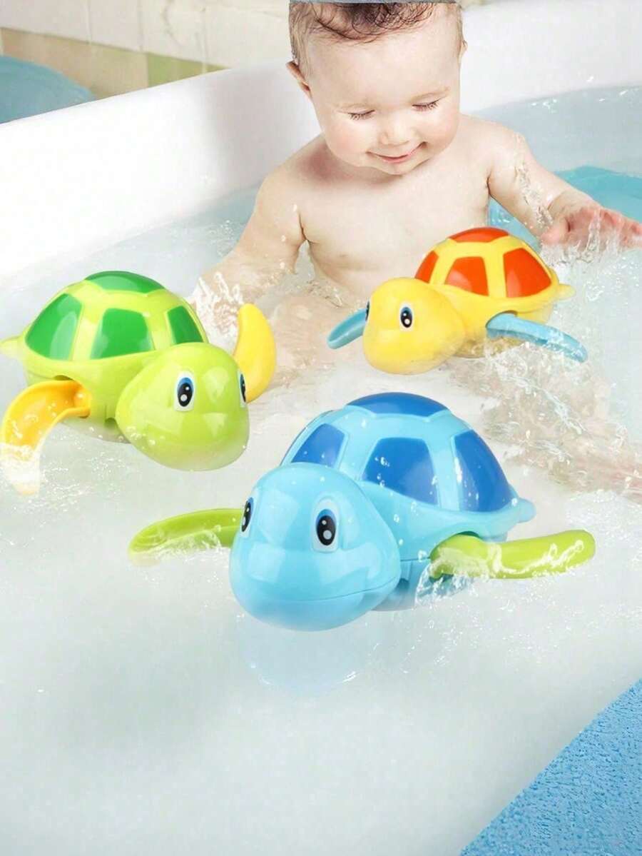 3pcs Funny Swimming Turtle Bath Toys - Perfect Gift For 2-6 Year Old Toddlers, Thanksgiving Gift! Children's Bath Toys: Wind-Up Swimming Turtle, Suitable For Boys & Girls Baby Bathroom Pool Water Play Toys, Stress Relief Toys, Sensory Toys, Newborn Games, Shower Bathtub Toys, Birthday Gifts, Kids Toys, Indoor Outdoor Beach Fun Water Baby Essentials, Adorable Mini Toys, Christmas Gifts