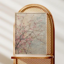 1幅现代樱花帆布艺术海报，抽象花卉风景画，当代魅力风格，春/冬主题，带框或不带框，房间装饰，家居装饰，理想的乔迁礼物，大学宿舍公寓装饰，酒店，家庭，客厅，卧室，浴室和办公室墙面装饰礼品 - A - 查看 1