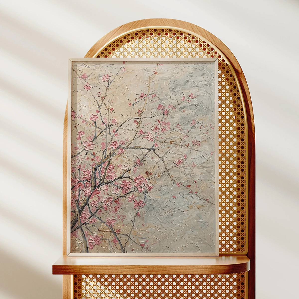 1幅现代樱花帆布艺术海报,抽象花卉风景画,当代魅力风格,春/冬主题,带框或不带框,房间装饰,家居装饰,理想的乔迁礼物,大学宿舍公寓装饰,酒店,家庭,客厅,卧室,浴室和办公室墙面装饰礼品 - A - 查看 1