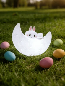 LED Rabbit Night Light, Moon Rabbit Lamp, Bedside Atmosphere Light, Cute Creative Desk Decor, Eid/Easter Gift, Eid Decoration, Suitable For Desk, Bedroom, Study, Home Decor - Multicolor - View 6