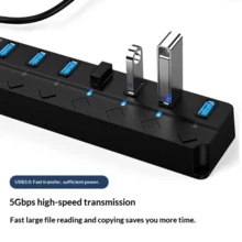 1个USB 3.0集线器，7端口USB集线器分线器，带独立开/关开关和指示灯，兼容USB-C笔记本电脑（如Pro、iMac、iPad Pro）和其他USB-C设备 - 彩色 - 查看 4
