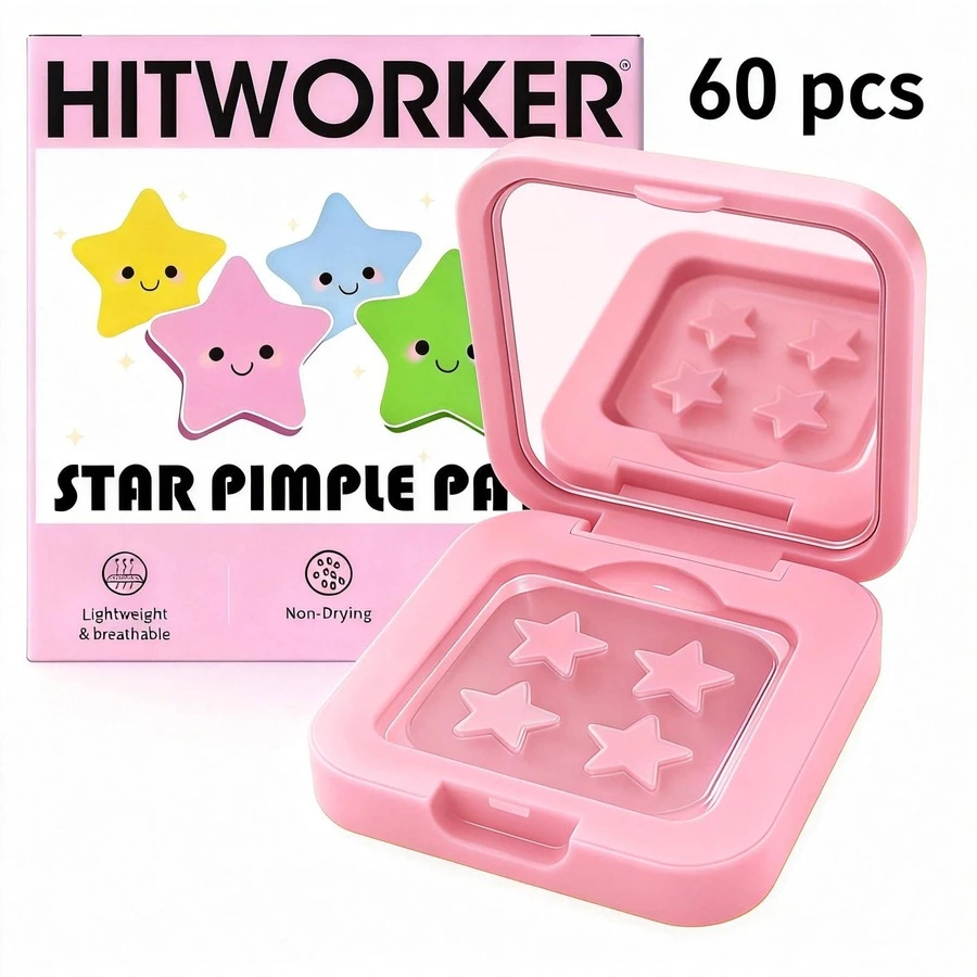 Pimple Patches For Acne, 60 Count – Hydrocolloid Acne Patches In Portable Mirror Box, Easy To Carry & Invisible Blemish Spot Patches For Face (Pink) - Màu Hồng baby - Xem 1