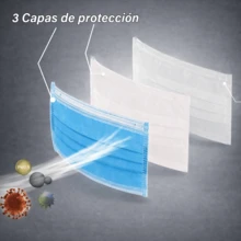 Paquete con 50 Piezas de Cubrebocas Triple Capa Termosellados Color Azul - 1 Pieza - Ver 5