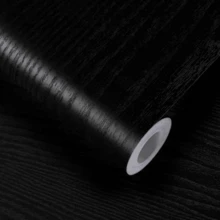 1 Roll Thick Black Wood Grain Self-Adhesive Wallpaper, PVC Peel And Stick Wallpaper, Waterproof And Removable, Suitable For Bedroom, Living Room, Ceiling, Countertop, Cabinet, Furniture And Home Renovation, Easy To Cut And Install - Black - View 10